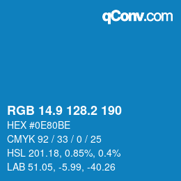 カラーコード: RGB 14.9 128.2 190 | qconv.com