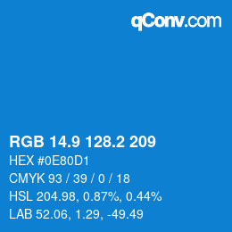 Color code: RGB 14.9 128.2 209 | qconv.com