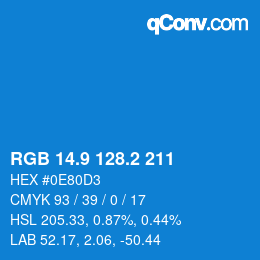 Color code: RGB 14.9 128.2 211 | qconv.com