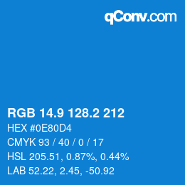 Color code: RGB 14.9 128.2 212 | qconv.com
