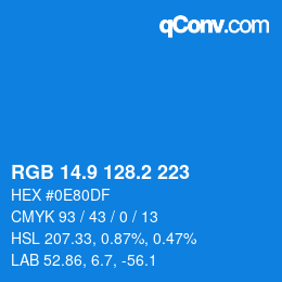 Color code: RGB 14.9 128.2 223 | qconv.com