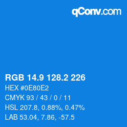 Color code: RGB 14.9 128.2 226 | qconv.com
