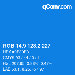 Color code: RGB 14.9 128.2 227 | qconv.com