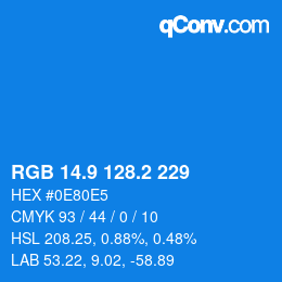 Color code: RGB 14.9 128.2 229 | qconv.com