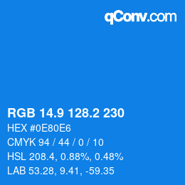 Color code: RGB 14.9 128.2 230 | qconv.com
