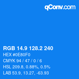 カラーコード: RGB 14.9 128.2 240 | qconv.com