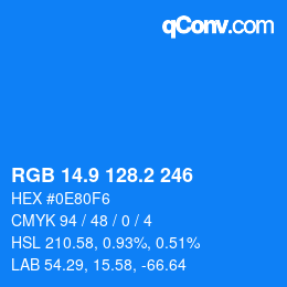 Color code: RGB 14.9 128.2 246 | qconv.com