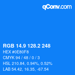 カラーコード: RGB 14.9 128.2 248 | qconv.com