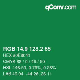 カラーコード: RGB 14.9 128.2 65 | qconv.com