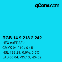 カラーコード: RGB 14.9 218.2 242 | qconv.com