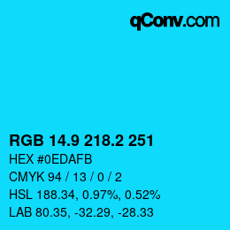 カラーコード: RGB 14.9 218.2 251 | qconv.com