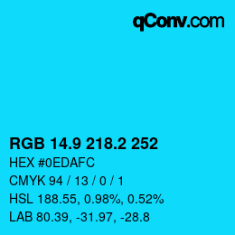 カラーコード: RGB 14.9 218.2 252 | qconv.com