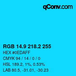 カラーコード: RGB 14.9 218.2 255 | qconv.com