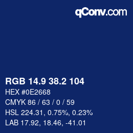 カラーコード: RGB 14.9 38.2 104 | qconv.com