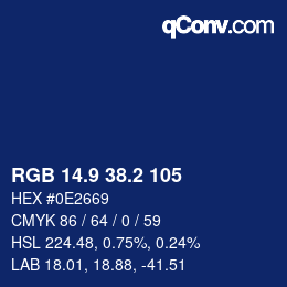 カラーコード: RGB 14.9 38.2 105 | qconv.com