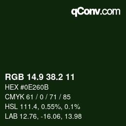 Color code: RGB 14.9 38.2 11 | qconv.com