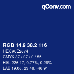 カラーコード: RGB 14.9 38.2 116 | qconv.com