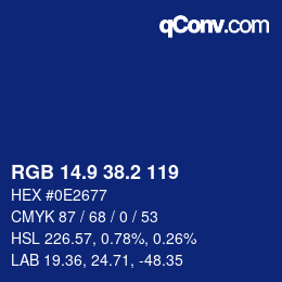 カラーコード: RGB 14.9 38.2 119 | qconv.com