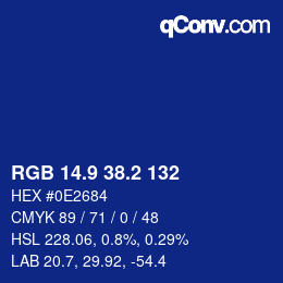 カラーコード: RGB 14.9 38.2 132 | qconv.com