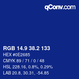 カラーコード: RGB 14.9 38.2 133 | qconv.com