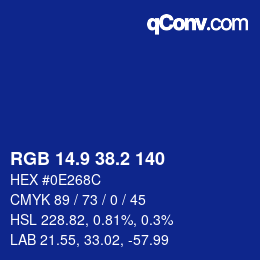 カラーコード: RGB 14.9 38.2 140 | qconv.com