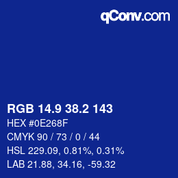 カラーコード: RGB 14.9 38.2 143 | qconv.com