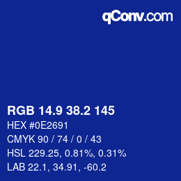 カラーコード: RGB 14.9 38.2 145 | qconv.com