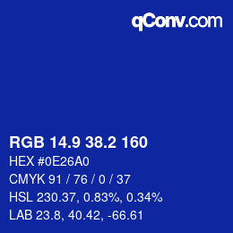 カラーコード: RGB 14.9 38.2 160 | qconv.com