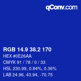 カラーコード: RGB 14.9 38.2 170 | qconv.com