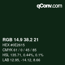 カラーコード: RGB 14.9 38.2 21 | qconv.com