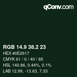 カラーコード: RGB 14.9 38.2 23 | qconv.com