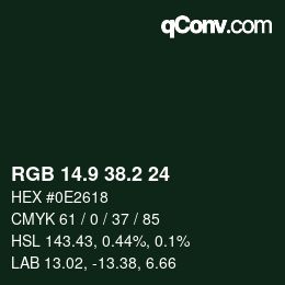 カラーコード: RGB 14.9 38.2 24 | qconv.com