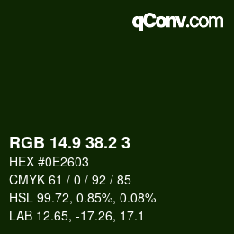 Color code: RGB 14.9 38.2 3 | qconv.com