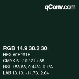 Color code: RGB 14.9 38.2 30 | qconv.com