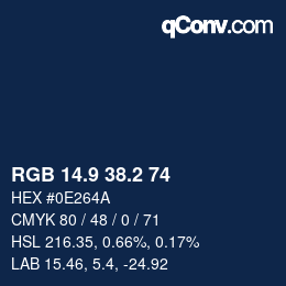 カラーコード: RGB 14.9 38.2 74 | qconv.com