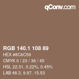 Color code: RGB 140.1 108 89 | qconv.com