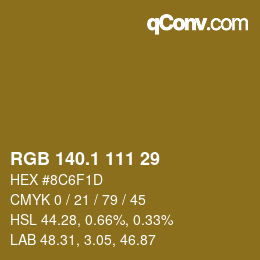 カラーコード: RGB 140.1 111 29 | qconv.com