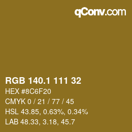 カラーコード: RGB 140.1 111 32 | qconv.com