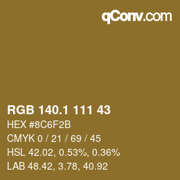 カラーコード: RGB 140.1 111 43 | qconv.com