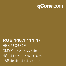 カラーコード: RGB 140.1 111 47 | qconv.com