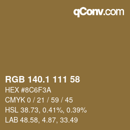カラーコード: RGB 140.1 111 58 | qconv.com