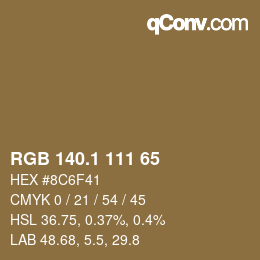 カラーコード: RGB 140.1 111 65 | qconv.com