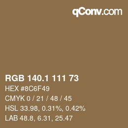 カラーコード: RGB 140.1 111 73 | qconv.com