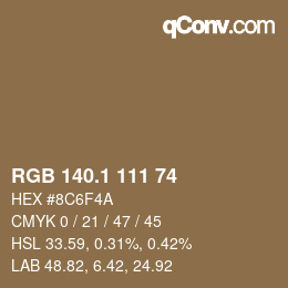 カラーコード: RGB 140.1 111 74 | qconv.com
