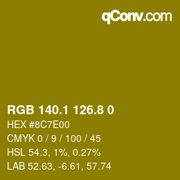 カラーコード: RGB 140.1 126.8 0 | qconv.com