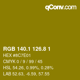 カラーコード: RGB 140.1 126.8 1 | qconv.com