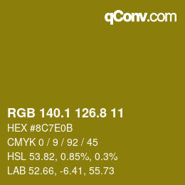 カラーコード: RGB 140.1 126.8 11 | qconv.com