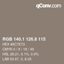 Color code: RGB 140.1 126.8 115 | qconv.com