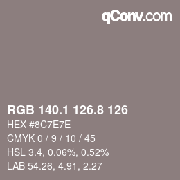 Color code: RGB 140.1 126.8 126 | qconv.com