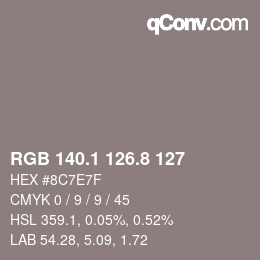 Color code: RGB 140.1 126.8 127 | qconv.com